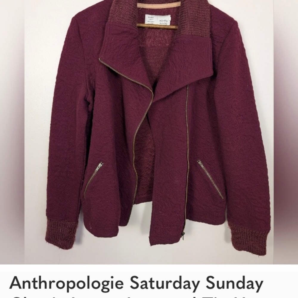 Anthropologie Red Bomber Jacket with Asymmetrical Design